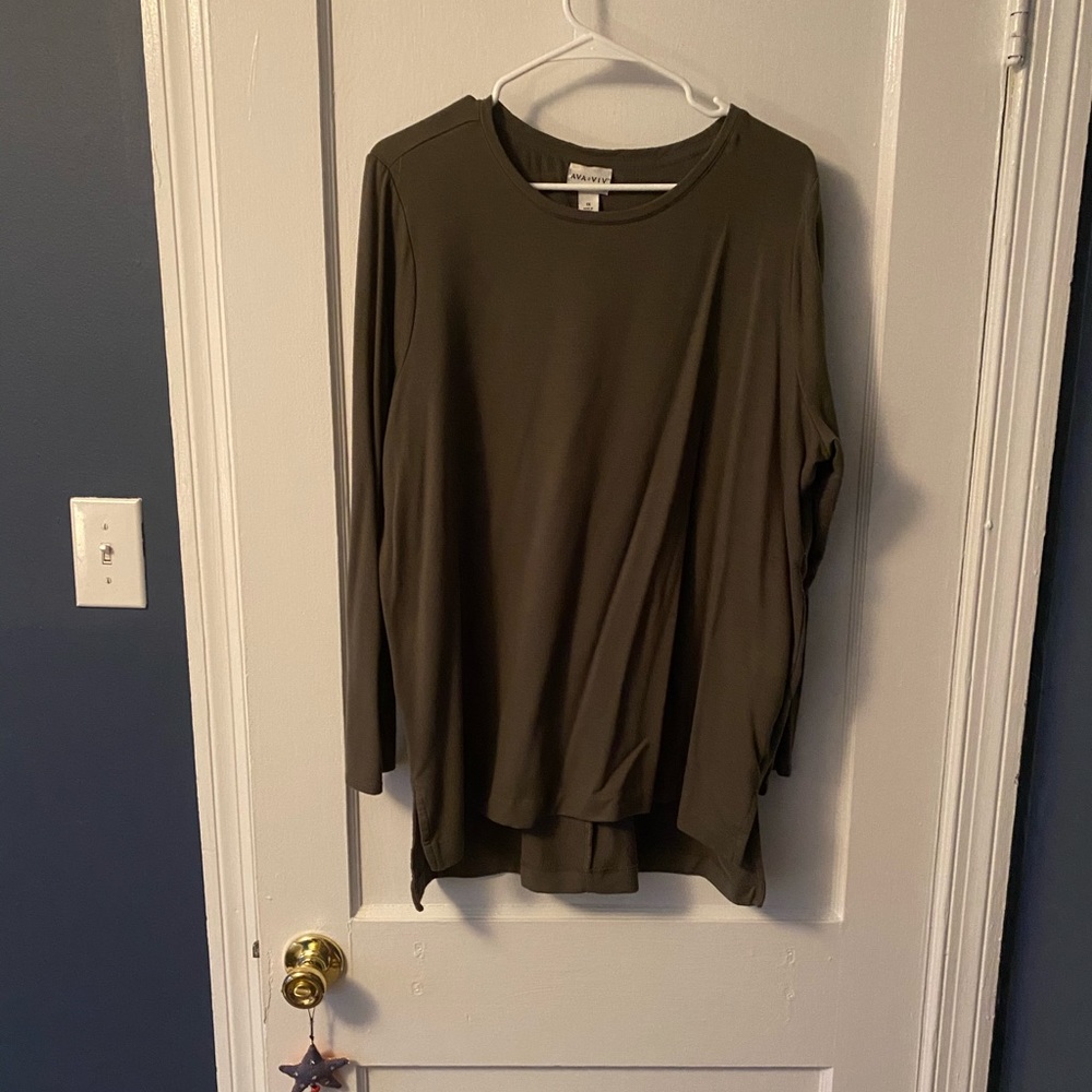 Ava & Viv/Target Brand Olive Long-Sleeve Top